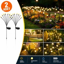 Die Grup Tr 2'li Güneş Enerjili 70 cm Firefly Bahçe Lambası 8 LED Aydınlatma Dekoratif Solar Dış Mekan Balkon Yürüyüş Yolu