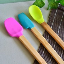 Die Grup Tr 3'lü Renkli Bambu Saplı Silikon Uçlu Spatula Fırçalı Kaşık Seti - AL5156