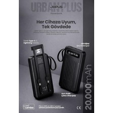 Die Grup Tr 20000MAH Powerbank Dahili Kablolu, LCD Ekranlı, LED Lambalı, Taşınabilir Şarj Cihazı - Siyah, 17522
