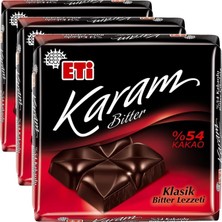 Die Grup Tr Karam%54 Kakaolu Bitter Çikolata 60 G 3lü Paket