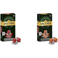 Die Grup Tr Capsule Lungo 6 Classic Kapsül Kahve ve Jacobs Espresso 7 Classico, Orta Yoğunluk, Dengeli ve Meyvemsi Espresso Kapsülleri, 10 Adet