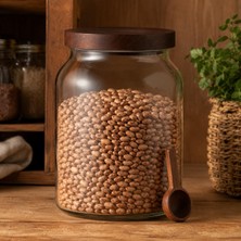 Die Grup Tr Akasya Mega Cam Kavanoz 3000 Ml, Akasya Kapaklı Büyük Saklama Kavanozu, Ahşap Kaşıklı Cam Kavanoz, Bakliyat Kahve Makarna Kuruyemiş Baharat Için Mutfak Düzenleyici