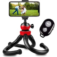 Die Grup Tr Bluetooth Kumandalı Esnek Ahtapot Tripod, Flexible Masa Üstü Telefon ve Kamera Tutucu 1.2 kg Taşıma Kapasiteli, Selfie Video Çekim Canlı Yayın Için 360 Derece Ayarlanabilir Profesyonel Tutucu Stand