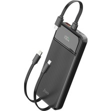 Die Grup Tr 10000MAH 22.5W LED Ekranlı Lightning ve Type-C Kablolu Powerbank Taşınabilir Hızlı Şarj Cihazı Siyah