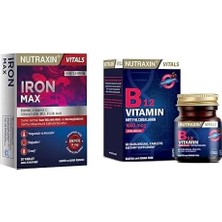 Die Grup Tr Iron Max 17 Mg 30 Tablet - Demir, C Vitamini, B6 Vitamini, Folik Asit, B12 ve Nutraxin B12 Vitamin 1000 Mcg 60 Tablet Takviye Edici Gıda