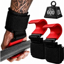 Valkyrie 2’li Ağırlık Kaldırma Kancası Bilek Destekli Güç Antrenmanı Fitness Strap Kırmızı