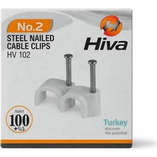 Die Grup Tr Hiva Çelik Çivili Kroşe, Kablo Klipsi, Dayanıklı, Plastik, Beyaz, Pratik, Kablo Sabitleme Aparatı, Elektrik, Tesisat Düzenleme Için, Çivi Klips Seti, 100 Adet (No:2)