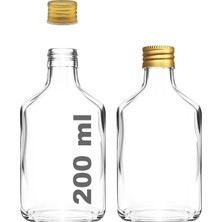 Die Grup Tr 200 ml Yassı Şeffaf Cold Brew Şişesi Metal Gold Kapaklı 200 cc Soğuk Kahve Cam Şişe 2 Adet (Altın)