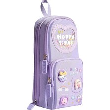 Die Grup Tr Kawaii Büyük Kapasiteli Tuval Kalemlik Çantası Kızlar Için Kılıf Tutucu Kalem Kutusu, Mor