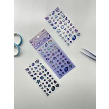 Die Grup Tr Holografik Galaxy Mavi Mor Işıltılı Tek Yaprak 42 Adet Taş Sticker Seti/etiket/çıkartma