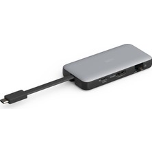 Die Grup Tr Usb-C Seyahat Yerleştirme Istasyonu, 7 Bağlantı Noktalı, 1x HDMI Ultrahd 4k/60Hz, 2x Usb-A 3.2 Gen1-1x Usb-C 100W Pd 3.0-1x RJ45, Çift Kart Okuyucu, Gri
