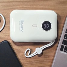 Die Grup Tr H2 10000 Mah Power Bank Pd 20W ve USB 22.5W Fast Hızlı Şarj Dahili Type C ve Lightning Kablolu Dünya Standartlarına Uygun Polymer Batarya Birebir Amper LCD Göstergeli Powerbank (Beyaz)