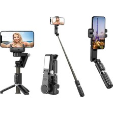 Die Grup Tr Selfie Çubuğu Tripodlu Gimbal - 2 Eksenli Manevra, Uzayabilir Tripod Telefon Sabitleyici, LED Işıklı Tasarım, Selfie Çekimi, Uzaktan Kumandalı, Telefon Stabilize Edici Tripodlu Vlog Gimbal