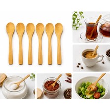 Die Grup Tr Kaşık Seti Doğal Bambu Mini Ahşap Servis ve Karıştırma Kaşığı – Baharat, Bal, Reçel, Sos, Tatlı ve Kahve Için 6 Adet, Kahverengi