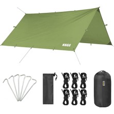 Die Grup Tr Tarp Gölgelik Tente, Taşınabilir Örtü Branda Çok Işlevli Outdoor Açık Hava Kamp Seyahat Tente Branda Güneşlik Karavan Tente Yan Çadır Gölgelik - 300X400 cm - Yeşil