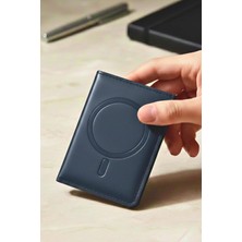 Die Grup Tr Magsafe ile Uyumlu Deri Kartlık Cüzdan - Premium Seri Stand Özellikli Kart Bölmeli - Lacivert