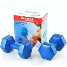 Die Grup Tr Spor 10 kg x 2 Adet Deluxe Pvc Kaplama Mavi Plastik Dambıl Ağırlık Seti, M5
