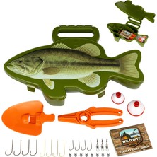 Die Grup Tr Outdoors Wild Bite Olta Takımı Seti | Yeşil/bass - Yeni Başlayanlar Için Olta Kutusu, Levrek/panfish/alabalık, Kürek ve Pense Yakalamak Için 25 Parça Çok Amaçlı Takım Çeşitleri