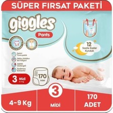 Die Grup Tr Pants Külotlu Bebek Bezi, 3 Numara Midi, 4-9 Kg, 170 Adet