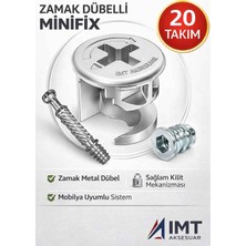 Die Grup Tr Imt Aksesuar Zamak Metal Dübelli Minifix Gövde Mil ve Dübel Seti - Mobilya ve Dolap Bağlantı Elemanı (20 Takım) Metalik