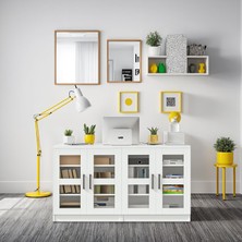 Die Grup Tr DSD204-C-BEYAZ 4 Kapaklı Camlı Dosya Dolabı