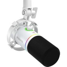 Die Grup Tr Xlr/usb Dinamik Mikrofon, Yazılımlı Rgb Oyun Mikrofonu, Sessiz, Kazanç Düğmesi, Ses Kontrolü ve Akış, Podcasting, Kayıt Için Kulaklık JAKI-PD200X (Beyaz)