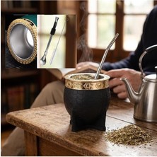 Die Grup Tr Premium Yerba Mate Bardağı Seti - Paslanmaz Çelik | Çift Duvarlı Termos Bombilla Pipet ve Temizleme Fırçası - Özel Dokulu Termos Kupa - Geleneksel Orjinal Mate Kupa 7 OZ/200ML - Renk Asorti
