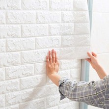 Die Grup Tr Ukab Dekor Kendinden Yapışkanlı Esnek Köpük Beyaz Duvar Kağıdı Paneli 3D Boyutlu Tuğla Desen