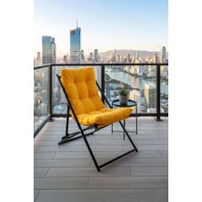 Die Grup Tr Napper Katlanabilir Sarı Şezlong - Su Geçirmez Kumaş, Metal Iskelet, Balkon ve Bahçe Sandalyesi