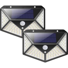 Die Grup Tr Solar Lamba 100 LED Pır Hareket Sensörlü Dış Duvar Lambası IP65 Bahçe Teras - 2 Adet