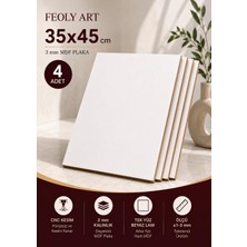 Die Grup Tr Mdf - 35X45CM 3mm 4 Adet Beyaz Lam Mdf Plaka - Hobi, Pasta Altlığı, Maket, Resim Paleti - Feoly Art