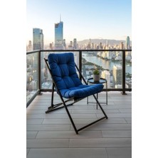 Die Grup Tr Napper Katlanabilir Mavi Şezlong - Su Geçirmez Kumaş, Metal Iskelet, Balkon ve Bahçe Sandalyesi