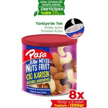 Die Grup Tr Çiğ Karışık Kuruyemiş, 8X150GR Teneke Kutu, Badem Fındık Kaju Kuru Üzüm ve Turna Yemişi, Toplam 1200GR
