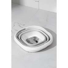 Die Grup Tr 1175 Damla Katlanabilir Silikon Su Kovası 28X30CM Banyo Balkon Temizlik Kovası 10 Lt - Gri Beyaz