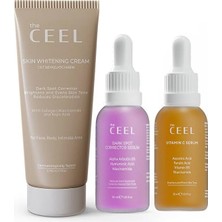 Die Grup Tr 3'lü Leke Karşıtı ve Aydınlatıcı Bakım Seti - C Vitamini Serumu 30ML,%2 Alpha Arbutin Leke Serumu 30ML ve Ton Eşitleyici Krem 50ML - Glutatyon ve Kolajen Içeren Komple Rutin