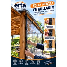 Erta 4.90 Metre x 1.50 Metre Pvc Döner Düğmeli Branda – Açılır Kapanır Şeffaf Teras Balkon Kapatma Sistemi – Özel Ölçü Üretim