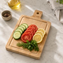 Die Grup Tr Bambu Kesme Tahtası, 40 x 20 x 2,5 cm Kalın Doğrama ve Servis Tahtası, Saplı, Askı Delikli, Oluklu Büyük Boy Mutfak Tahtası