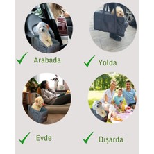 3 Fonksiyonlu Konsol Taşıma Çantası-Köpek Araba Koltuğu-Köpek Yatağı-Evde Dışarda Arabada (Gri Kazayağı)