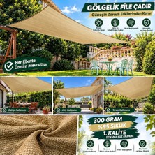 Erta 4 Metre x 7 Metre Krem 300 Gram %95 Sıklık Gölgelik File Branda – 1. Kalite Güneşlik File Çadır – Bahçe, Teras, Balkon Gölgelik Filesi