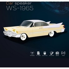 Araba Görünümlü Taşınabilir Kablosuz Bluetooth Hoparlör, Model WS-1965, Retro, Fm Radyo, Sd Kart, Usb, Mp3, Bej