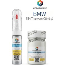 COLORGUARD BMW 354 Titanyum Gümüşü İğneli & Fırçalı Şişe Rötuş Boyası ve Rötuş Pastası Seti