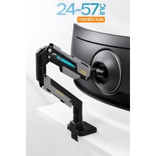 24-57 Armada Ultrawide Monitör Kolu ve Monitör Standı, 30 kg Ağır Hizmet Kapasiteli Vesa Uyumlu Tam Hareketli Amortisörlü Masaüstü Pc Ekran Monitör Tu