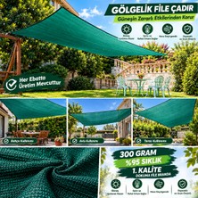 Erta 6 Metre x 7 Metre Yeşil 300 Gram %95 Sıklık Gölgelik File Branda – 1. Kalite Güneşlik File Çadır – Bahçe, Teras, Balkon Gölgelik Filesi