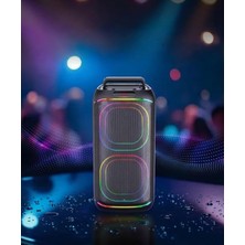 BTS-2257 Çift Mikrofonlu Rgb Işıklı Premium Ses ve Tasarim Taşınabilir Bluetooth Karaoke Hoparlör 75W
