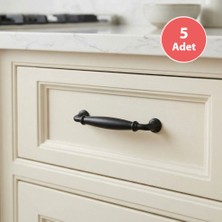 Eymen Yapı Tomurcuk Porselen Mobilya Dolap Kulp 128 mm Mat Siyah 5 Li Paket