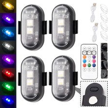 Teknolojik Garaj 4'lü Uzaktan Kumandalı Çakar Led/şarjlı Mini LED Işık/drone Işığı/anti Çarpışma Uyarı Işığı