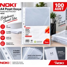 Noki 4830 A4 Poşet Dosya 100’LÜ – 11 Delikli Şeffaf Evrak Koruyucu Dosya