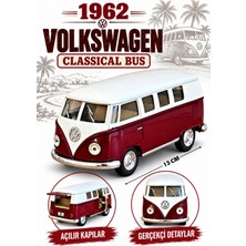 Giffy Oyuncak 1962 Volkswagen Klasik Bus 13 cm Die Cast Metal Model Minibüs Çek Bırak Açılır Kapılı Gerçekçi Detaylı