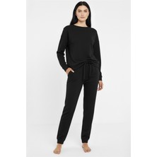 New Boudoir Örme Siyah Kadın Pijama Takımı