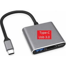 Laptify Macbook ile Uyumlu Type-C 3 In 1, 1080P HDMI USB 3.0, Usb, Hub, HDMI Dönüştürücü 3'ü 1 Arada - Uzay Gri